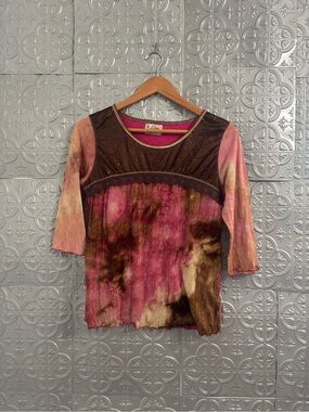 Edista vintage tie-dyed boho 90s blouse large cottagecore sequins farmhouse